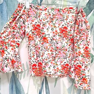 Off the shoulder bell sleeved floral top